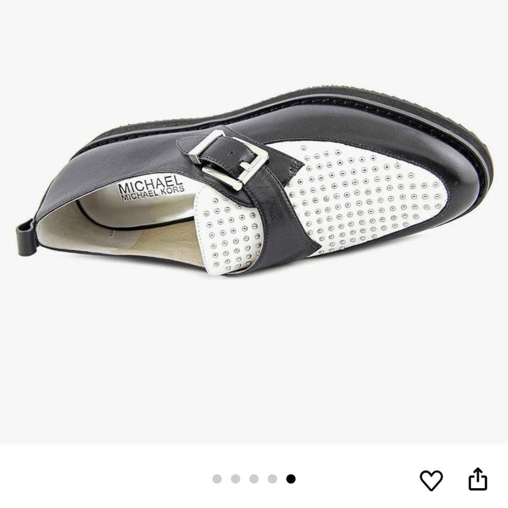 Michael Kors Two-Tone Black and White Dakota studded tuxedo Loafers size 7.5 - Picture 2 of 12